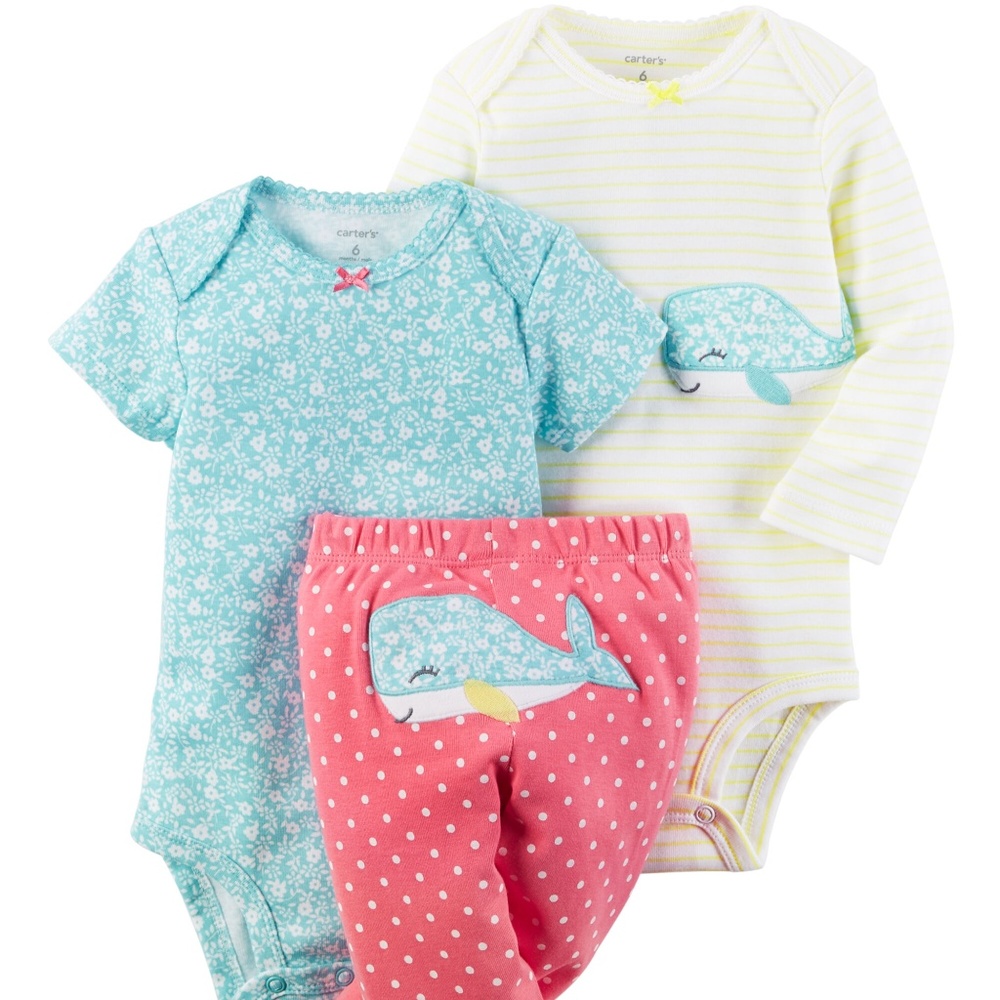 Carter’s Baby Girl’s 3pc Bodysuit Pants‎ Set Whale